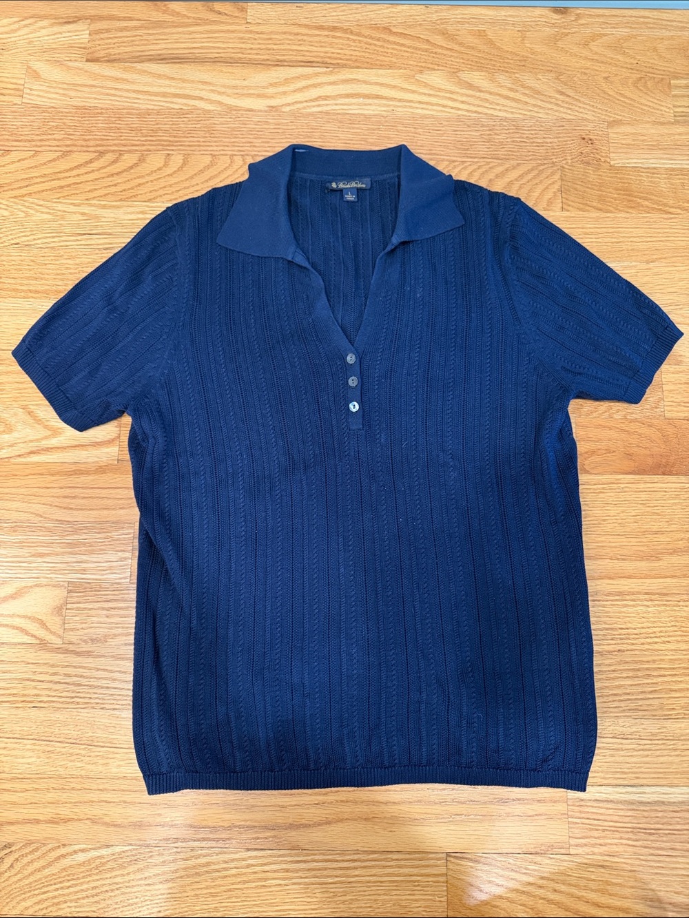 Women's Brooks Brothers Navy Short-Sleeve Silk? Knit Polo Top